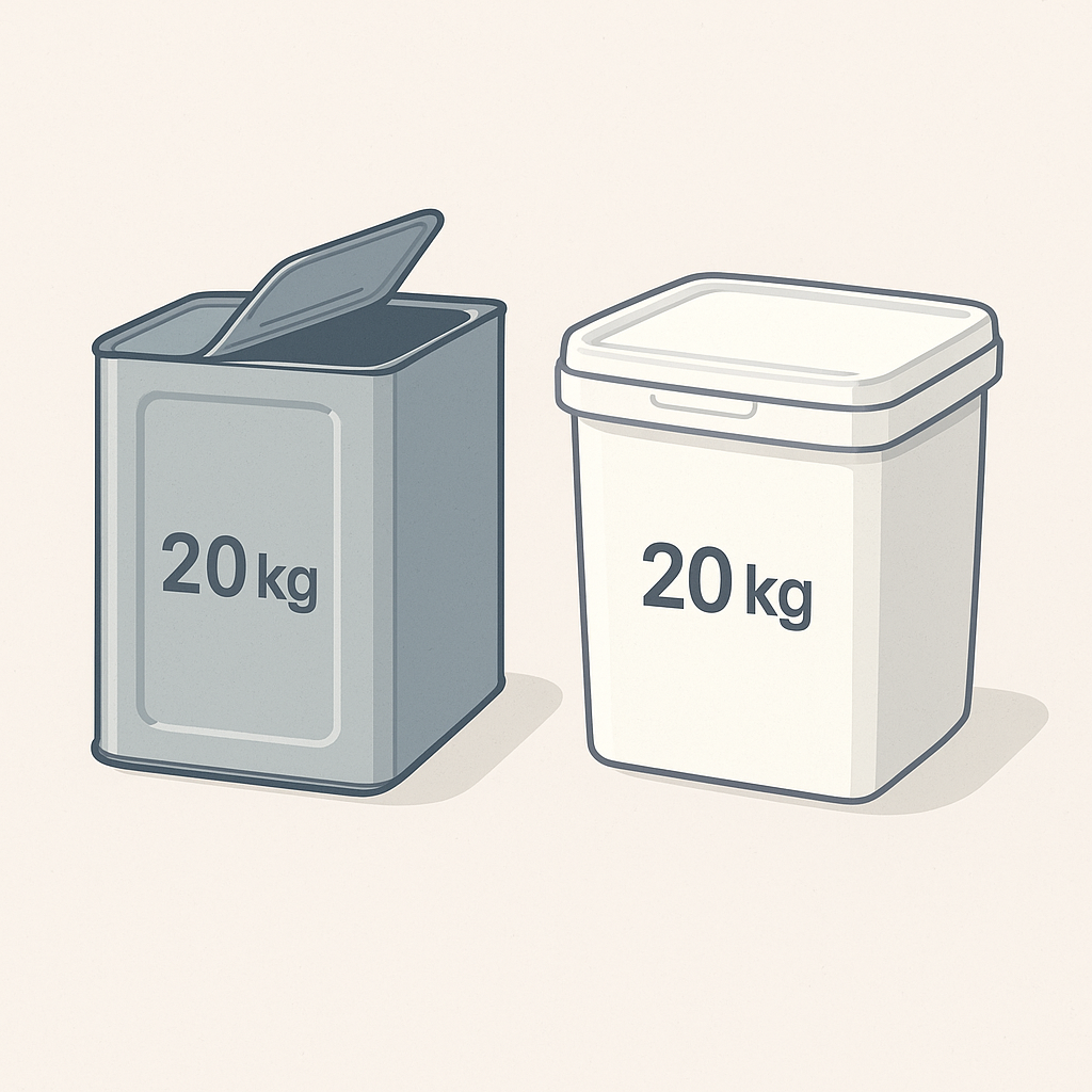 MARAYS custom dairy packaging with easy-open tin and rectangular PP bucket.