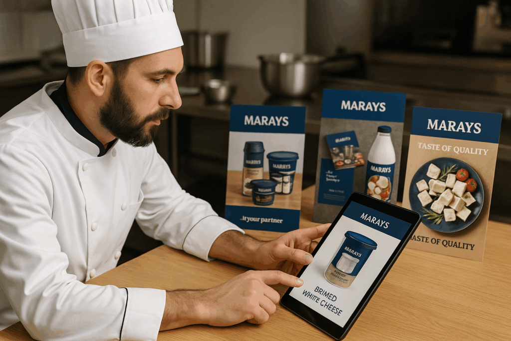 High-quality product mockups, brochures, and marketing materials for horeca buyers by MARAYS.